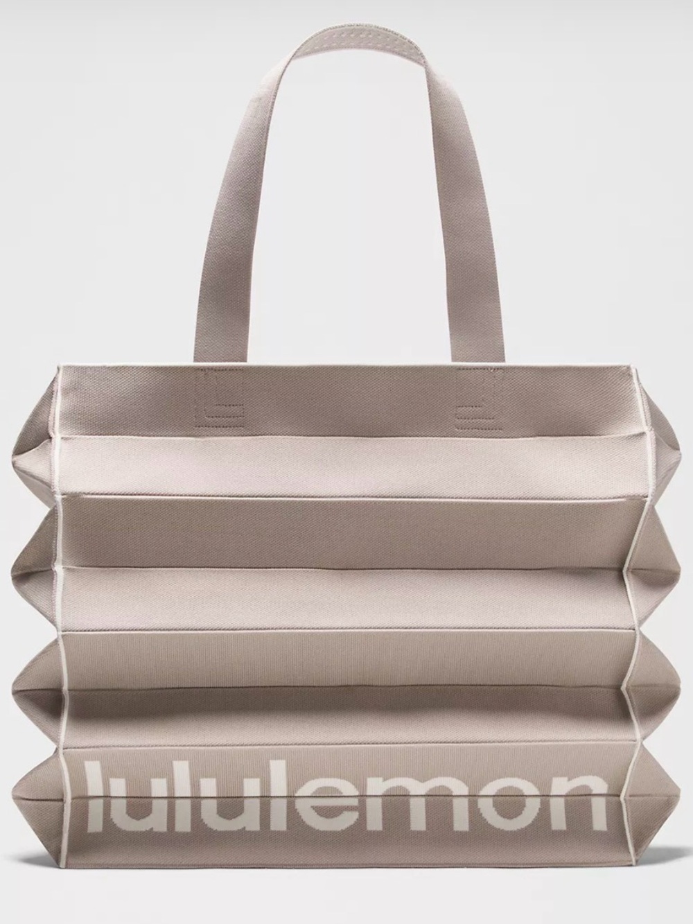 NWT lululemon athletica Fold It Hold It Tote in light beige with cream trim